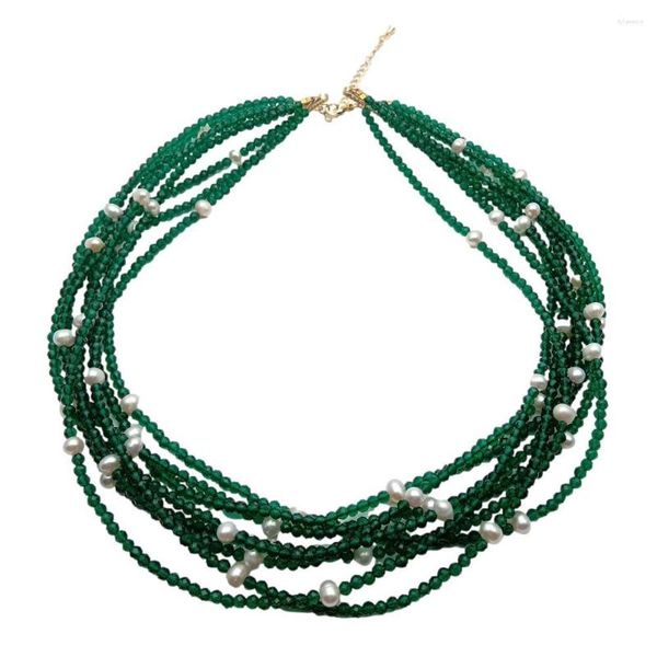 Y.YING – collier de perles blanches de culture en cristal vert, 8 rangées, 17.5 pouces, multi-brins, bijoux à la mode