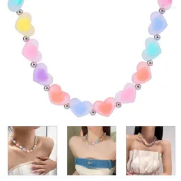 Collier ras du cou Y2K avec pendentif en perles de cœur pour femmes, mode Egirl Punk Grunge, chaîne de clavicule, cadeaux de saint valentin XXFB