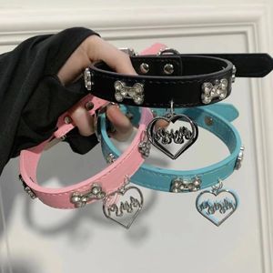 Ras du cou Y2k Vintage Goth chaînes en cuir strass os collier coeur amour collier Collares Para Mujer Nana Coquette accessoires