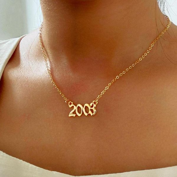 Colliers de numéro d'année de tour de cou pour femmes cadeaux d'anniversaire de petite amie de 1991 à 2005 bijoux de pendentif de mode 2023 accessoires romantiques