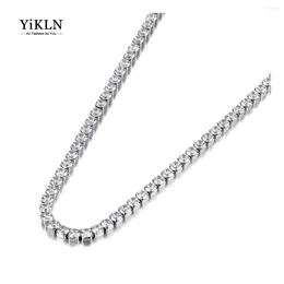 YiKLN – collier à breloques en cristal CZ scintillant de 4mm pour femmes et filles, chaîne à maillons en acier inoxydable, bijoux de plage bohème, YN21233