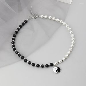 Collier ras du cou Yin Yang Tai Chi, pendentif en perles, chaîne Punk unisexe, tendance 2023, bijoux de Couple pour hommes, vente en gros