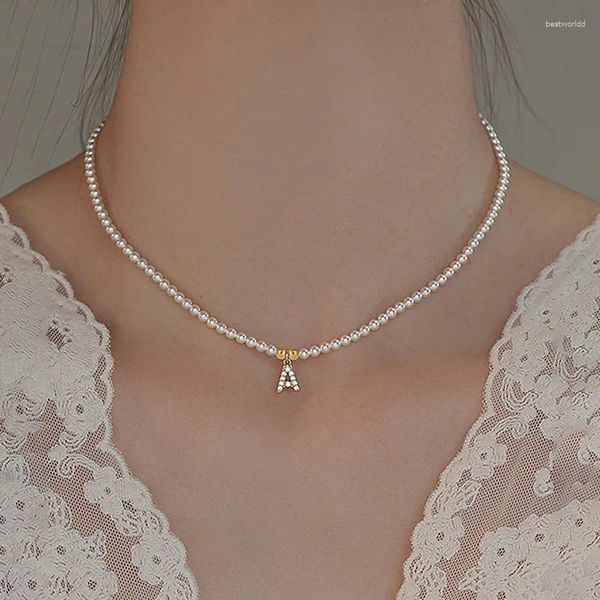 Yoiumit – collier ras du cou avec pendentif Alphabet A-Z, personnalité 26 lettres initiales pour femmes, Imitation de perles, bijoux
