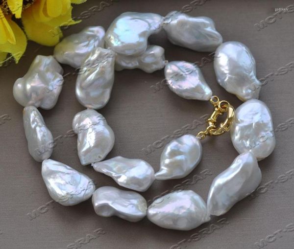 Choker Z12143 18 '' 26mm Blanc Baroque Keshi Reborn Pearl Collier