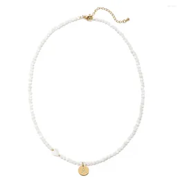 ZMZY – collier ras du cou avec 26 lettres en coquillage pour femmes, perles de cristal brillantes, chaîne clavicule, pendentif de cou féminin