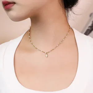 ZMZY – collier ras du cou minimaliste pour femmes, chaîne de couleur or, pendentifs en petite croix, en acier inoxydable, bijoux cadeau