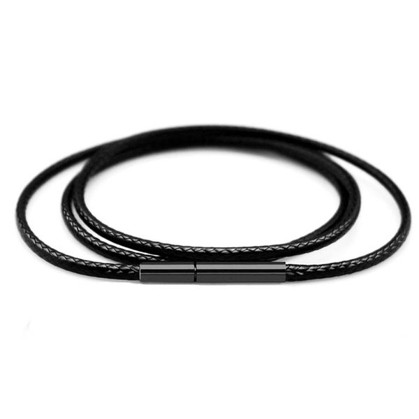 Gargantillas de 1/1, 5/2/3mm, cuerdas de cuero de alambre negro, cuerda de cera redonda, collar artesanal, cadena DIY con cierre de acero inoxidable, 50cm, 60cm