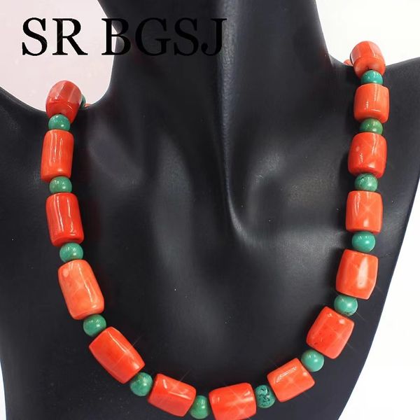 Gargantillas 10-14mm forma libre naranja Coral verde turquesa mujeres joyería regalo corto gargantilla Collar 16-20 