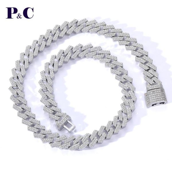 Chokers 12 mm pesado rombo cubano chian helado hacia fuera circón punk gargantilla color plata collar hombres hip hop joyería para regalo al por mayor