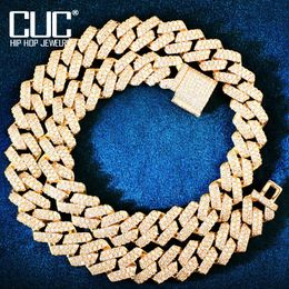 Colliers 14mm Miami Cubain Chaîne Collier Pour Hommes Glacé Zircon Hip Hop Lien Or Couleur Mode Rock Bijoux 231124