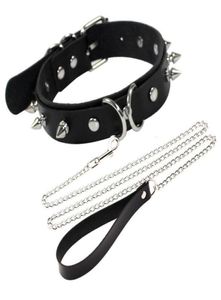 Colliers 2022 Gothique Punk Spike Rivet Sexy Collier Chaîne Cou Alter Métal PU Collier En Cuir Traction Corde Bondage6118066