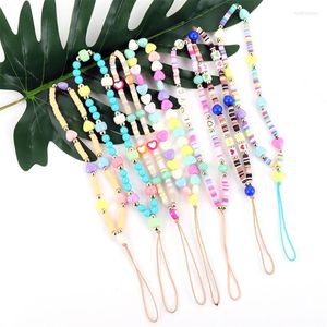 Gargantillas 2022 LOVE Letter String Wristband Phone Chain Lanyard Beads Mobile Heart Charm Cell Chains para mujeres Heal22