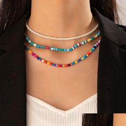 CHOKERS 2022 NOUVEAU COLORF CLAVILE CLAVILE CHACK CACKECE POUR FEMMES LUXE PERLE PERL MTILUER