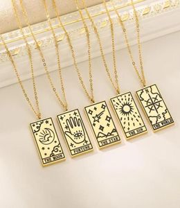 Chokers 2 Stijlen Mode Wijnstok Amulet Retro Waarzeggerij Dames Cadeau Sieraden Ster Maan Zon Patronen Roestvrij Staal Tarot Kaart Kettingen6421208