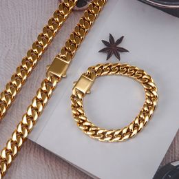 Sautoirs 316L chaîne en acier inoxydable collier bracelet hip hop chaînes cubaines ne se fanent pas bijoux de mode pour femmes hommes accessoires 230926