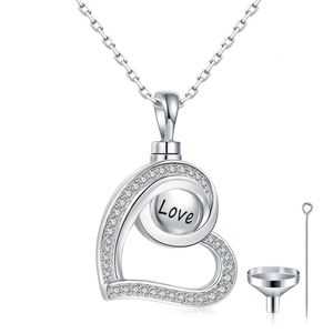 Gargantillas 925 Plata de ley Forma de corazón Colgante Cremación Urna Collares de amor Recuerdo Memorial Joyería Regalos para Ashe Hombres Familia 231025