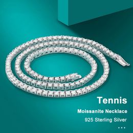 Gargantillas 925 Collar de tenis de plata esterlina para mujeres Real 3/4 5 mm Diamantes con certificado GRA Cadena de cuello Joyería fina 231130