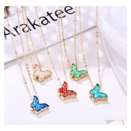 Sautoirs Acrylique Papillon Collier De Mode Colorf Bleu Rose Plaqué Or Pour Femmes Filles Drop Delivery Bijoux Colliers Pendentifs Otj0T