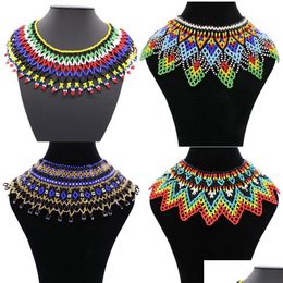 Chokers Africain Tribal Ethnique Colorf Perles Collier Choker Boho Indian Bride Bib Collar