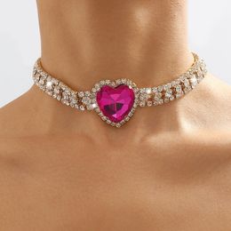 Chokers ailodo Meerlagige tennisketen Big Crystal Heart Choker ketting voor vrouwen luxe feest bruiloft ketting mode sieraden cadeau 230403