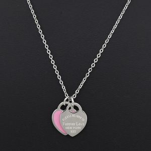 Sautoirs Arrivée Amour Double Coeur Émail Ladie Forever Collier En Acier Inoxydable Bouteilles De Dérive Bijoux En Gros Cadeau Pour Les Femmes 231127