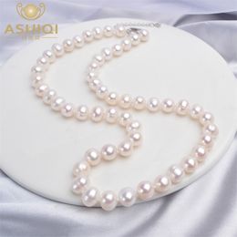 Colliers ASHIQI Collier de perles d'eau douce naturelles près de bijoux de perles rondes pour femmes cadeaux de mariage pour la tendance de l'année 221104