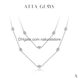 Chokers Attagems 925 Sier ketting ketting rond geslepen 3,5 mm D-kleur voor vrouwen elegante charmes fijne sieraden geslaagd voor test 230223 Drop Delivery Dhocj