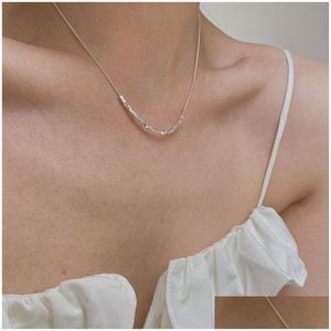 Authentique 925 Sterling Sier collier ras du cou Mti pièces carré charmes collier pour femmes simple lien chaîne colliers bijoux cou Dhevy