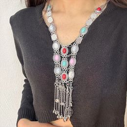 Sautoirs Style baroque perles multicolores déclaration colliers ras du cou pour femmes bohème indien Tribal cloches Long gland pull collier 231115