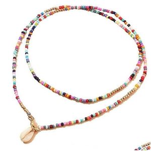 Colliers ras du cou perlés pour femmes, style bohémien, perles colorées, réglables, à la main, à la mode, bijoux, livraison directe, Pe Dh98Q