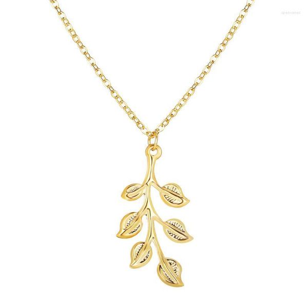 Colliers de beauté feuille pendentif pull chaîne collier pour femmes filles couleur or Chunky colliers ras du cou Boho mode bijoux cadeauxChokers Spen2