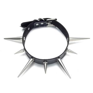 Chokers Big Spike Choker Punk Faux Leather Collar For Women Men Cool Chunky Rivets Studded Chocker Goth Style Necklace Accessories2851