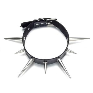 Colliers Big Spike Collier Punk Faux Collier En Cuir Pour Femmes Hommes Cool Chunky Rivets Clouté Chocker Goth Style Collier Accessoires249m