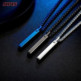 Sautoirs Noir Bleu Géométrique Rectangle Pendentif Collier Pour Hommes Tungstène Acier Colliers Anniversaire Mâle Bijoux Cadeau 24 pouces Chaîne 231124