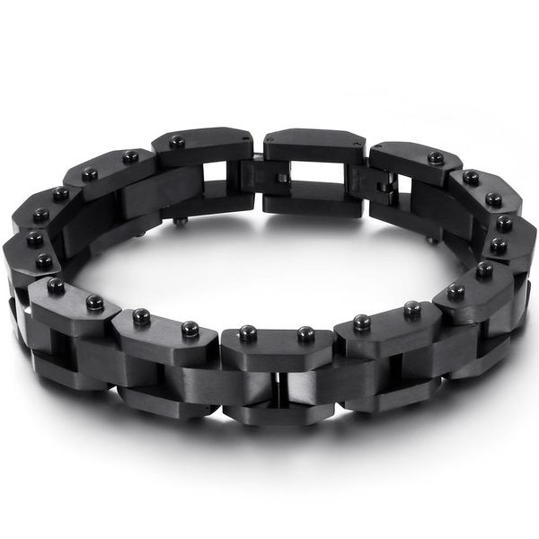 Gargantillas Pulsera de hombre negro en la mano Acero inoxidable Mejores amigos Brazalete Accesorios de joyería para hombre 15 mm de espesor Cadena Amistad Brazalete