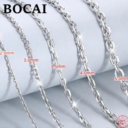 Gargantillas BOCAI Trendy S925 Collar de plata esterlina 2 mm-5 mm de ancho Cruz O-Chain Platinum Plating Argentum Cuello Joyería para mujeres Hombres 231101