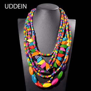 Chokers Boheemse geometrische kleurrijke houten kralen ketting hanger handgemaakte meerlaagse kralen houten sieraden Vintage statement collier 231115