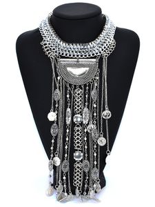 Chokers Boho Long Maxi Moned Cabina Mujeres Vintage étnico Declaración étnica Gran collar Collar Cabecillo Femme Joya Gypsy 230524