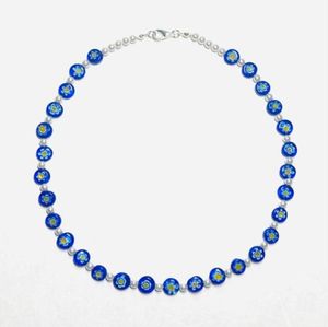 CHOKERS BOHO FEMMES BLUE BLUE MÉDICATION NATUREL EAU NATURELLE Collier de perle en verre transparent millefiori 20226273006165102