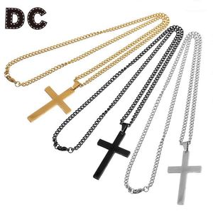 Girocolli Collana a catena in acciaio inossidabile Oro nero Colore Croce Collane con ciondolo con ciondolo Collier per uomo Gioielli di Natale di compleanno maschili1