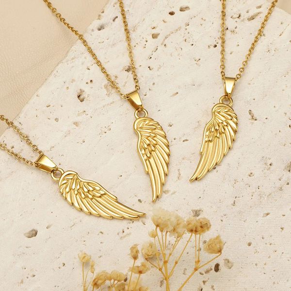 Sautoirs Charm Wing Pendentif Colliers Délicat En Acier Inoxydable Bijoux Étanches pour Femmes Accessoires De Mode En Vrac Articles En Gros 231110