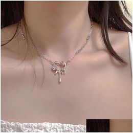 Chokers Choker 2023 Kpop Goth Y2k Pink Heart Pendant Clavicule Chain Collier pour femmes Egirl GRUNGE COLLARE