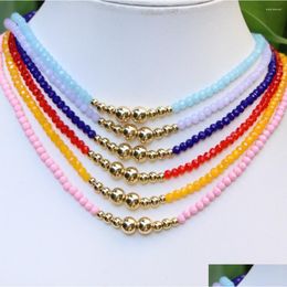 Chokers Choker 5 Stuks Bohemen Stijl Messing Mti-Kleur Kristal Halsketting Voor Vrouw Feest Vakantie Sieraden Gift drop Levering Nec Dhal3