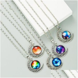 Chokers Choker Fashion Crescent Moon Pendant ketting Galaxy Zodiac Astrologie Horoscoop Charme Kettingen voor vrouwelijke mannen DROP levering DHQT8