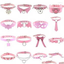 Chokers Choker Goth Roze Gelaagde Kettingen Voor Vrouwen Punk Sier Kleur Spike Chains Nekband Gothic Kraag Mannen Y2K Lichaamssieraden Drop D Ot2Up