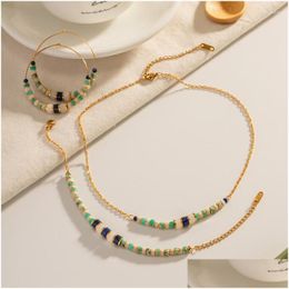 Chokers Choker Minar High Street Mticolor Natural Stone Lapis Strand Garde ketting Women 18K Gold vergulde roestvrijstalen druppel deli Dhvze