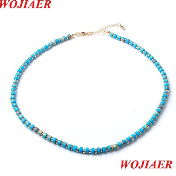 Gargantillas Gargantilla Collar Nueva Piedra Natural Turquesa Africana Collares Mujeres Cuentas Azules Joyería En Círculo Personalidad Femme Bf320 Drop D Dhyge