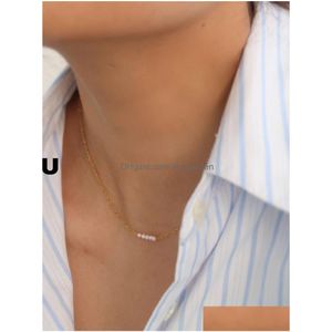 Chokers Choker Réel Petit Collier De Perles De Riz Pour Les Femmes En Acier Inoxydable Dainty Minimaliste Bijoux Été Printemps 2023 Drop Delivery N Dhjs8