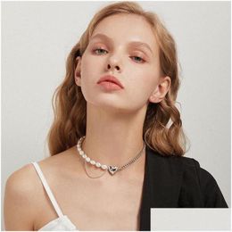 Chokers Choker Tijdloos Wonder Fancy Zirkonia Hart Natuurlijke Parel Pave Ketting Dames Sieraden Ins Trendy Designer Party Goth Koreaans E Otegc