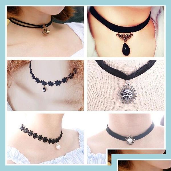 Sautoirs Sautoirs Lolita Veet Black Lace Punk Vintage Style Charms Pendentif Colliers Bijoux À Vendre Drop Livraison Pendentifs Dhmzp Dhrnt